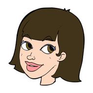 cartoon happy female face N183