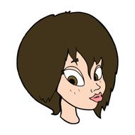 cartoon pretty female face pouting N11