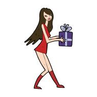 cartoon fashion girl with present N11