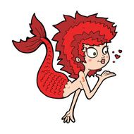 cartoon mermaid blowing a kiss N9