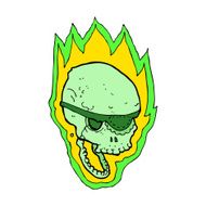 cartoon flaming pirate skull N12