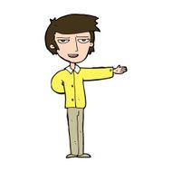 cartoon man gesturing welcome N11
