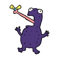 cartoon poisonous frog catching fly N9