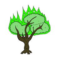 cartoon spooky burning tree N5