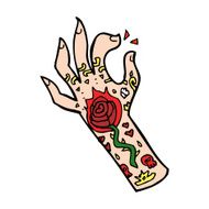 cartoon tattoo hand N6