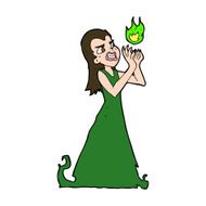 cartoon witch woman casting spell N11