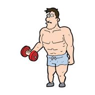 Cartoon Man Lifting Weights N21