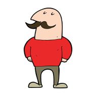 cartoon bald man with mustache N20