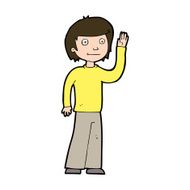 cartoon friendly boy waving N11