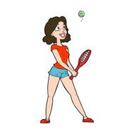 cartoon woman playing tennis N9