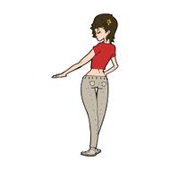 cartoon pretty girl in jeans and tee N11