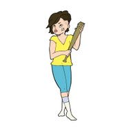 cartoon pretty punk girl with baseball bat N11