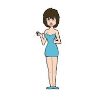 cartoon confused woman in cocktail dress N11