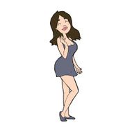 cartoon pretty woman in cocktail dress N11