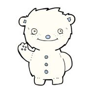 cartoon waving polar bear N47