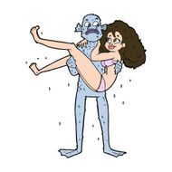 cartoon swamp monster carrying woman in bikini N10