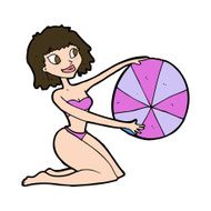 cartoon bikini girl with beach ball N10