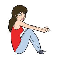 cartoon happy woman sitting N18