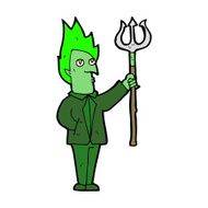 Cartoon Devil With Pitchfork N29