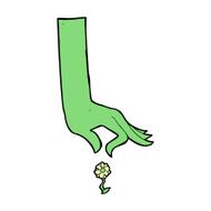 cartoon hand picking flower N11