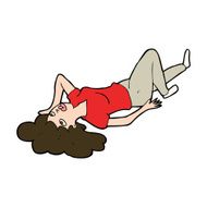 cartoon woman lying on floor N19