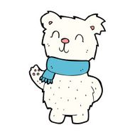 cartoon waving polar bear N48