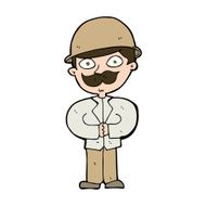 cartoon man in safari hat N9