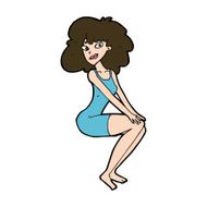 cartoon sitting woman in dress N11