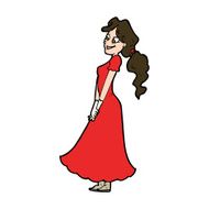 cartoon pretty woman in dress N51