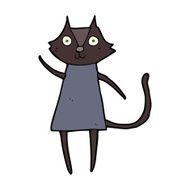 cute cartoon black cat waving N9