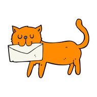 cartoon cat carrying letter N11
