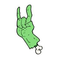 cartoon zombie hand making rock symbol N6