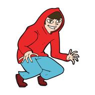 cartoon mischievous boy in hooded top N11