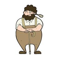 cartoon farmer leaning on walking stick N11