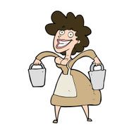 cartoon milkmaid carrying buckets N11