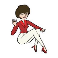 cartoon businesswoman sitting N11