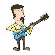 cartoon man playing electric guitar N19