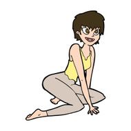 cartoon happy woman sitting on floor N21