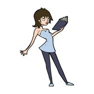 cartoon woman reading book N11