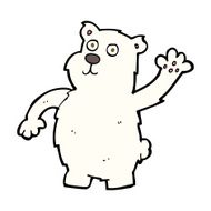 cartoon waving polar bear N49