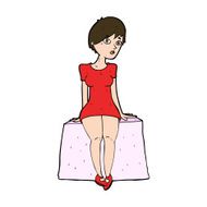 cartoon curious woman sitting N11