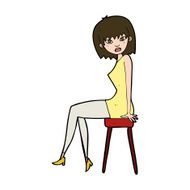cartoon woman sitting on stool N21