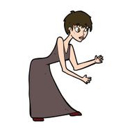 cartoon woman in dress gesturing N11