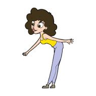 cartoon woman reaching to pick something up N11