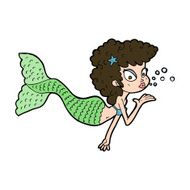 cartoon mermaid blowing kiss N10