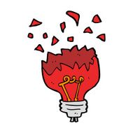 cartoon red light bulb exploding N9