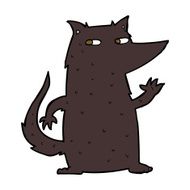 cartoon wolf waving N7