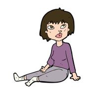 cartoon woman sitting on floor N10