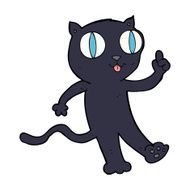 cartoon black cat with idea N4