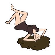 cartoon woman lying on floor N20